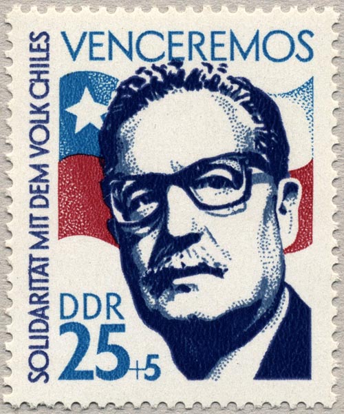 Il francobollo dedicato ad Allende dalla DDR